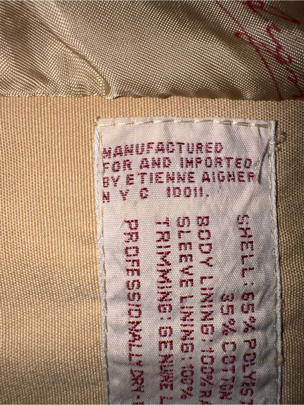 Vintage Etienne Aigner USA Tan Belted Trench Coat Leather Trim Medium - Picture 12 of 14